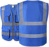 Class 2 Retro-Reflection Safety Vests 9 Pockets and Front Zipper ANSI/ISEA 107-2015(Blue-3, 2X-Large)...