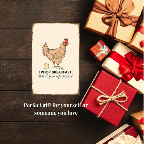 Funny Chicken Sign, Metal Chicken Coop Tin Signs, I poop breakfast, Yard Sign Garage Farm Garden Wall Decor Sign Plaque Outdoor for Home Fence 8 X...
