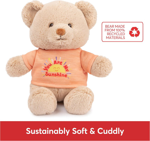 GUND “You are My Sunshine” Sustainable Message Bear with Orange T-Shirt, Teddy Bear Made from 100% Recycled Materials for Ages 1 and Up, Tan, 12”...