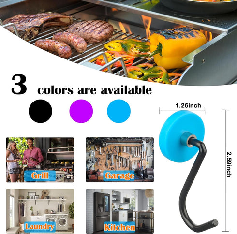 4 Pack Strong Magnetic Grill Hooks, Heavy Duty Grill Hooks for Utensil, Powerful Magnetic Hooks for for Refrigerator Kitchen Traeger Blackstone Pi...