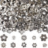 SUNNYCLUE 1 Box 300cs 10 Styles Flower Bead Caps 8mm Flat Spacer Beads Bulk Tibetan Silver Hollow Flowers Metal Vintage Floral Bead End Caps for D...