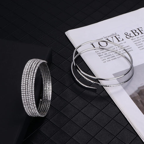 SAILIMUE 8 Pcs Arm Cuff Upper Arm Band Cuff Bracelets for Women Minimalist Simple Coil Bangle Gold Silver Adjustable Open Armlet Armband Costume J...