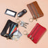 imeetu Leather Coin Keychain Purse for Women, Small Change Purse for Coins, Coin Pouch Wallet with 4 Zippered Pockets (Black)...