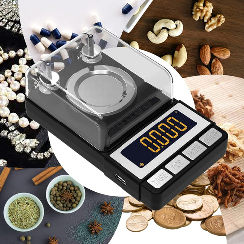 WEIGHTMAN Milligram Scale 50g / 0.001g, Reloading Scale with 2X 20g Calibration Weight, High Precision Jewelry Scale with Large LCD Display, MG Sc...