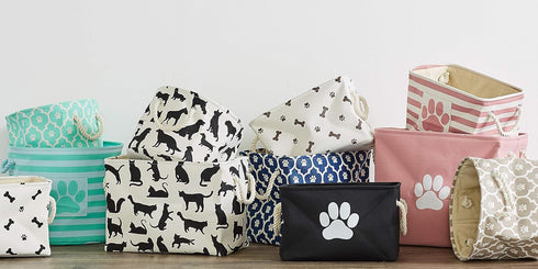 Bone Dry Pet Storage Collection Lattice Paw Print, Small Rectangle, Black...