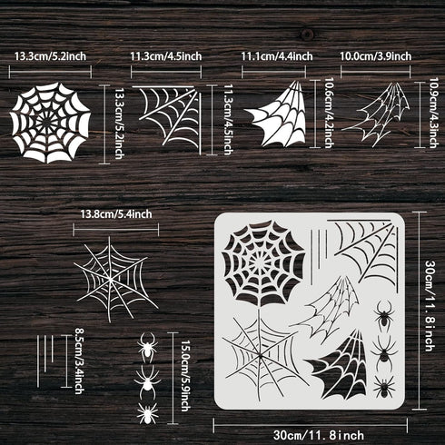 FINGERINSPIRE Spiderweb Stencil 11.8x11.8inch Reusable Spiderweb and Spider Stencil Spider Drawing Stencil DIY Arts and Crafts Spider Web Stencil ...
