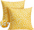 Outdoor Pillow Covers 16x16 Set of 2 Yellow Polka Dot Outdoor Waterproof Decorative Pillow Cases Summer Outdoor Sofa Bed Cushion Covers Home Decor...