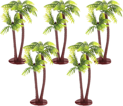 Amosfun 5Pcs Plastic Coconut Palm Model Trees Artificial Trees Miniature Plant for Cake Decorations Pots Bonsai Craft Micro Landscape DIY Decor...