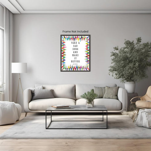 Posterizer 1 pcs-Hey Jude-Take a Bad Song, Make It Better-The Beatles-Musical Art Collection-Quotes-Gift for Music Fans- Decor for Gym, Studio- un...