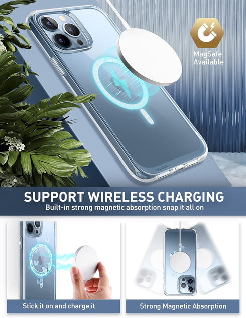 i-Blason Halo Case Compatible with MagSafe for iPhone 13 Pro 6.1 inch (2021 Release), Slim Clear Case with TPU Inner Bumper (Butterfly/Blue)...