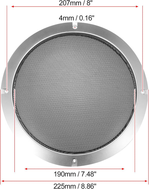 X AUTOHAUX 8" Speaker Grille Cover Mesh Trim Round Subwoofer Grille Horn Protective Guard Silver Tone Car Auto Stereo Accessories...
