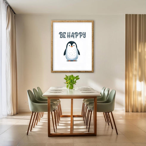 Posterizer 1 pcs-Be happy-cute penguin quote-Kids Room Art-Motivational & Inspirational Art-Gift for Daughter, Son, Kids-decor for nursery toddler...