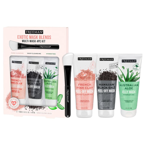 Freeman Exotic Blends Facial Mask 4 Piece Set, Peel-Off & Jelly Masks, Cleansing, Pore-Clearing & Hydrating Facial Masks, For All Skin Types, Incl...
