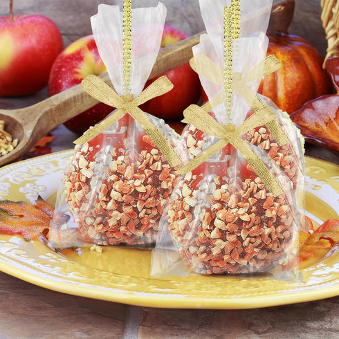 24 Pack Bling Candy Apple Sticks and Bags Kits, Caramel Apple Wooden Skewers,Food Bamboo Decorative Sticks for Rice Krispie Treats Cookie Cake Pop...