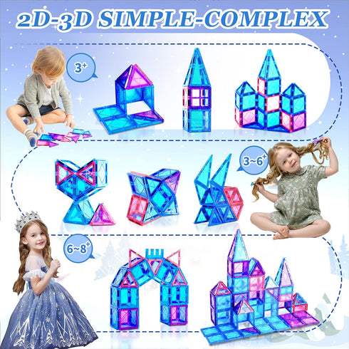 Magnetic Tiles Magnetic Building Blocks for Kids Ages 3+ Frozen Princess Castle Building Toddlers Toys for Christmas Birthday Gifts Toys for 3 4 5...