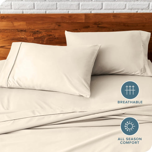 Bare Home Microfiber Pillow Cases - King Size Set of 2 - Cooling Pillowcases - Double Brushed - Sand Pillowcases 2 Pack - Easy Care (King Pillowca...