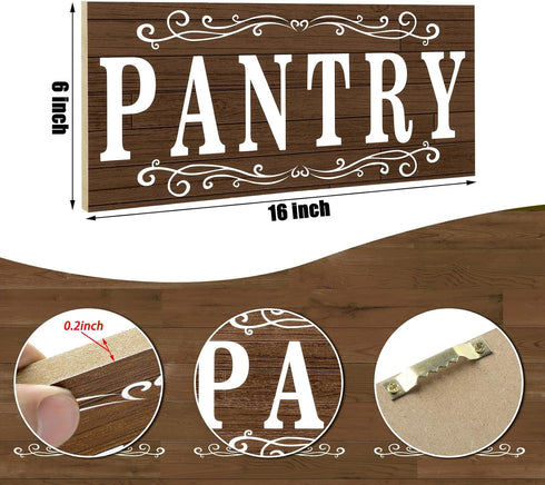 Pantry Sign Wall Decor Farmhouse Pantry Sign Wooden Rustic Retro Hanging Wooden Art Printed Decor for Home Room Holiday Decoration, 16 x 6 Inches(...
