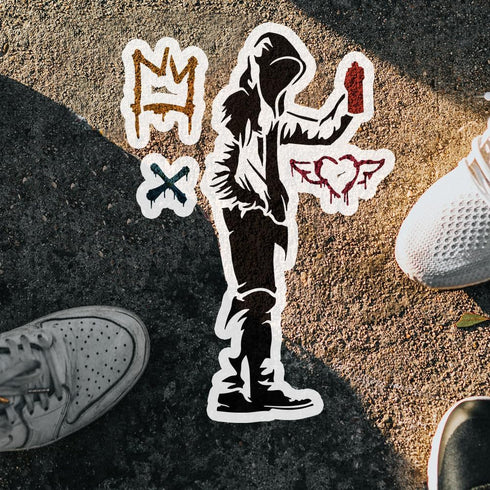 FINGERINSPIRE 4PCS Banksy Man with Doodel in Hat Painting Stencils 8.3x11.7inch Reusable Man with Doodle in Hat Stencils for Painting Large Street...