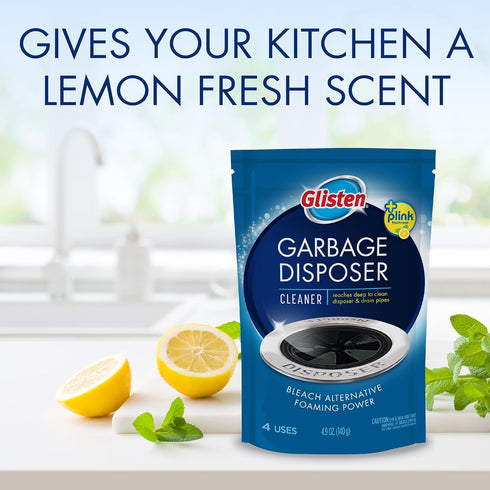 Glisten Garbage Disposer Foaming Cleaner, Lemon Scent, 2-Pack (8 Uses)...