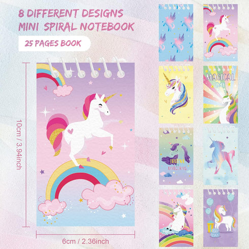 24 Pieces Mini Unicorn Notebooks for Girls, Unicorn Party Favors Mini Spiral Journal Notepads Gift Bags Fillers for Girls Kids Classroom Unicorn B...