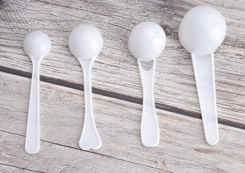 Sowaka 4 Pcs Measuring Spoons 1g 3g 5g 10g Plastic Teaspoon Tablespoon for Accurate Measure Coffee Protein Milk Scoops Spoon Home Kitchen Measurin...