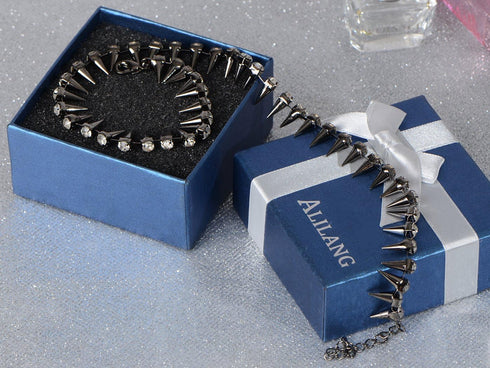 Alilang Choker Chain Necklace Crystal Rhinestone Punk Panther Goth Silvery Tone...