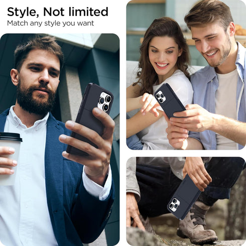 ???????? ?????? iPhone 15 Pro Case with Card Holder - Wireless Charging Compatible iPhone 15 Pro Wallet Case with Hidden Card Slot for Men and Wom...