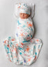 Newborn Baby Girl Receiving Blanket Swaddle Blanket Stretchy Knit Swaddle Set with Matching Headband (Pink)...