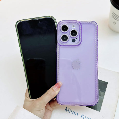 for iPhone 12 Pro Max Case Cute Clear Bling Crystal Diamond Phone Case, with Sparkle Camera Len Protector Soft TPU Cover Case for Women Girls, Blu...