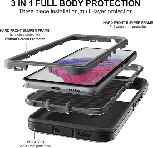 for Samsung A53 5G Case, Galaxy A53 5G Case with 2 Pcs Nano Explosion-Proof Film, 3 in 1 Full Body Shockproof Heavy Duty Protection Case for Samsu...