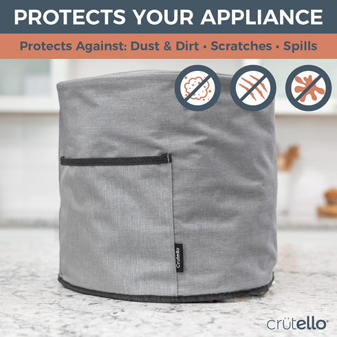 Crutello Dust Cover with Storage Pocket - Compatible with Instant Pot 8 Quart, Measures 13.25" x 14.75"...