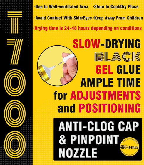 T-7000 Black Adhesive Glue for Phone, Waterproof Jewelry Glue Precision Craft Adhesive for Cell Phone Screen Repair Glass Wood Crafts Metal and St...