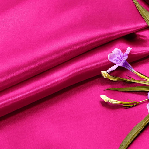 P Pothuiny 60 Inch Wide Hot Pink Satin Fabric by The Yard, Silky Charmeuse Satin Fabric for Bridal Wedding Dress Decor DIY Apparel Crafts, 1 Yard...