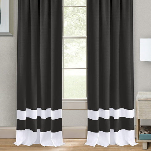 Collections Etc Darcy Two-Tone Rod Pocket Window Curtain Panel, Black, 52"X84"...