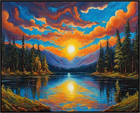 Posterizer 1 pcs- mountains, trees, night sky landscape nature 9-Landscape & Nature Art-Floral Botanical Art- Decor for Home & Office- unframed wa...