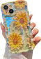 XIZYO Case for iPhone 15, Colorful Retro Oil Painting Flower Cute Floral Aesthetic Curly Wave Frame Laser Glossy Reflective Exquisite Stylish Prot...