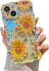 XIZYO Case for iPhone 15, Colorful Retro Oil Painting Flower Cute Floral Aesthetic Curly Wave Frame Laser Glossy Reflective Exquisite Stylish Prot...