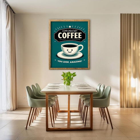 Posterizer 1 pcs-Complimentary Coffe-Funny Saying-Comedy Art-Abstract & Modern Art-Gifts for Women-Chic Home and Kitchen Decor - unframed wall art...