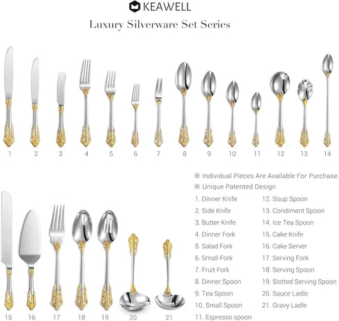 KEAWELL 6" Tea Spoons Set of 4, Coffee Espresso Demitasse Vintage Tea Spoon, 18/10 Stainless Steel, Gold Accent...