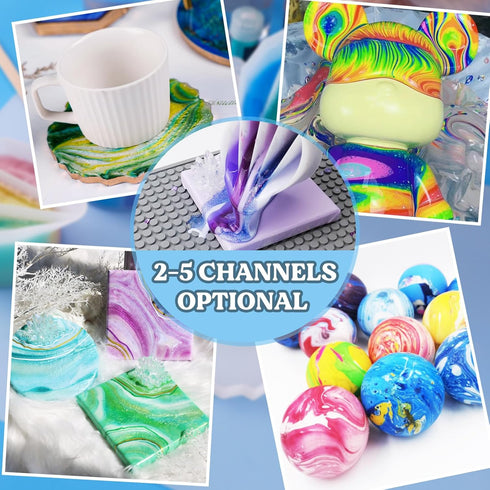 LET'S RESIN 17OZ/500ML Split Cup with Handle, Thicken & Easy Clean Split Cups for Paint Pouring with 5 Channels, Silicone Reusable Fluid Art Split...