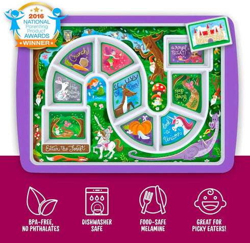 Genuine Fred DINNER WINNER, Enchanted Forest Kid's Dinner Tray - Award Winning - Picky Eater Solutions for Kids and Toddlers - Fun Mealtime - Divi...