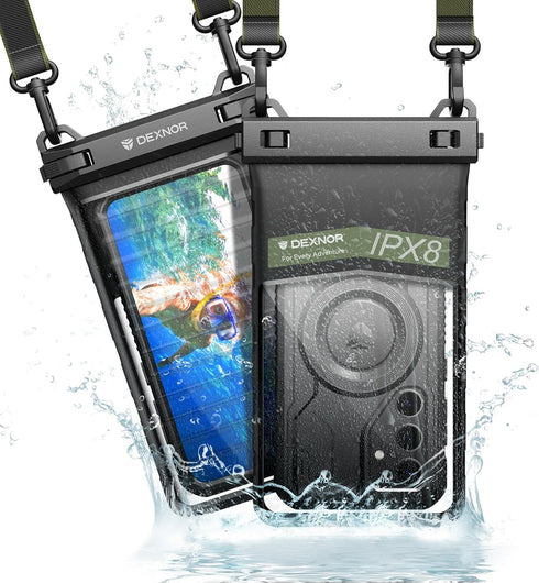 Dexnor IP68 Waterproof Phone Pouch, Universal 3D Cellphone Dry Bag Case with Adjustable Double-hook Lanyard for iPhone 15 14 13 12 Pro Max XS Plus...