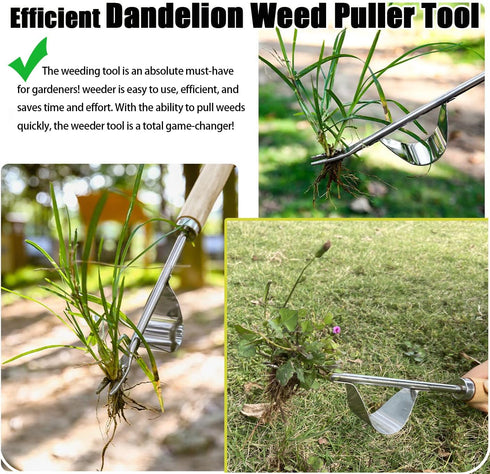 Weeder&Weed Puller Tool - Heavy Duty Weeding Tools Gardening with Hang Hole - Dandelion Weed Puller Tool for Lawn Field and Yard Tools (U-Type)...
