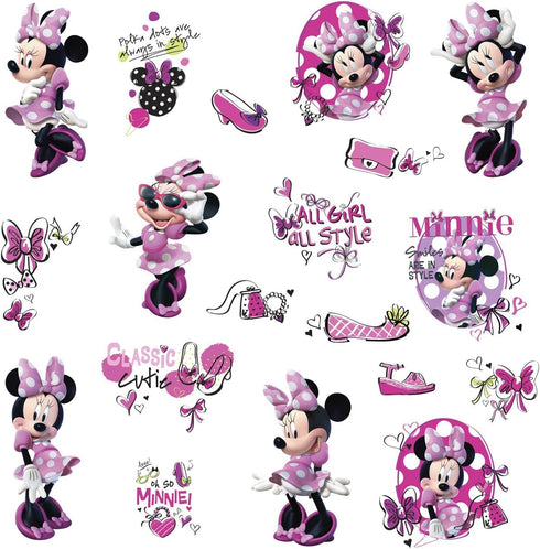 RoomMates RMK2554SCS Minnie Fashionista Peel and Stick Wall Decal, Pink...