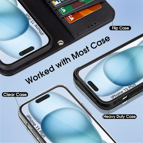 Arae Screen Protector for iPhone 15 Plus 6.7 inch, HD Tempered Glass Anti Scratch Work with Most Case, 6.7 inch, 3 Pack......