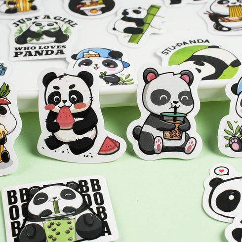 Cute Panda Stickers, Obujopal 46PCS Laptop Stickers for Kids, Water Bottle, Scrapbooking, Junk Journal, Bullet Journal, DIY Decoration, Planners, ...