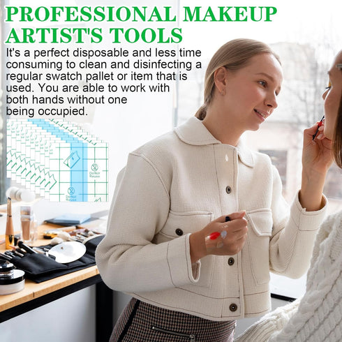 Qianyu 100 Pieces Makeup Hand Palette Single Use Makeup Mixing Palette Professional Makeup Artist Must Haves Disposable Transparent Waterproof Cos...
