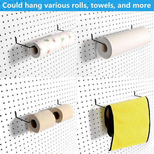 Paper Towel Holder for Pegboard, Extendable, Fit Any Standard Pegboard, 4 Packs, Black...