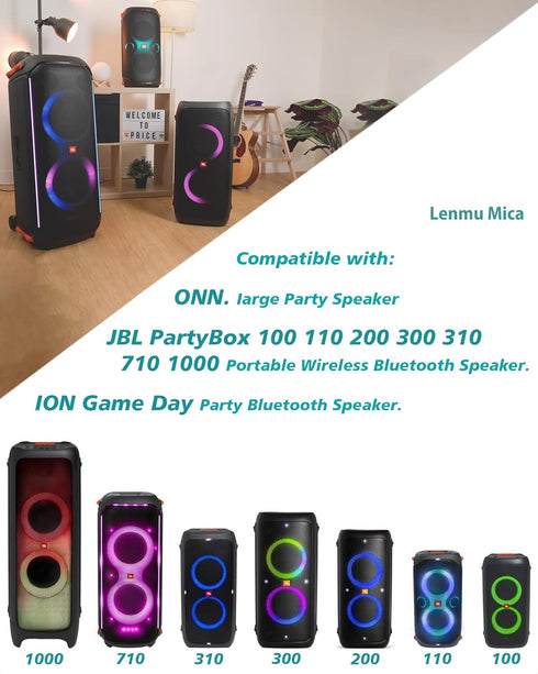 2 Prong AC Power Cord for ONN 100008736, JBL PartyBox 100 200 300 1000 310 710 On-The-Go Bluetooth Speaker, ION Game Day Party Wireless Speaker Re...