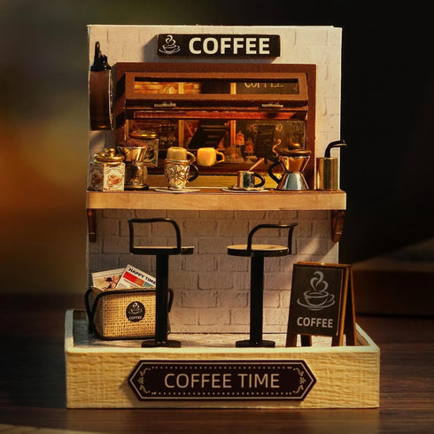 Dollhouse Miniature DIY Kit with Decoration Furniture and LED Lights, Handmade 3D Miniature Dollhouse with Tools and Cover, DIY Wooden Dollhouse w...